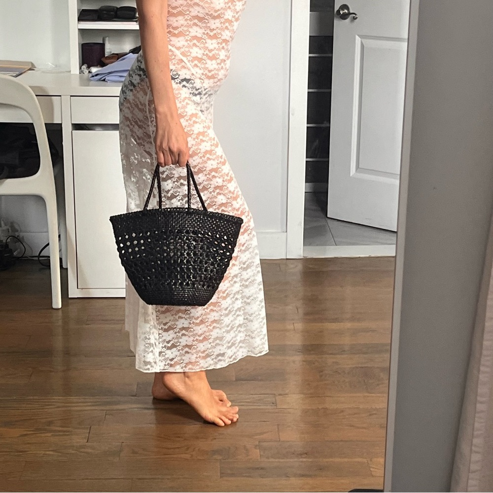 Dragon Diffusion leather woven basket bag. Black. Like new!